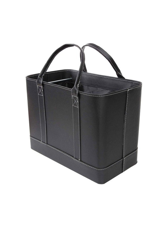 HOME DISTRICT Chic Hanging File Folder Organizer Tote - Portable Doent Storage Bag with Carry Handles - Black - Image 1