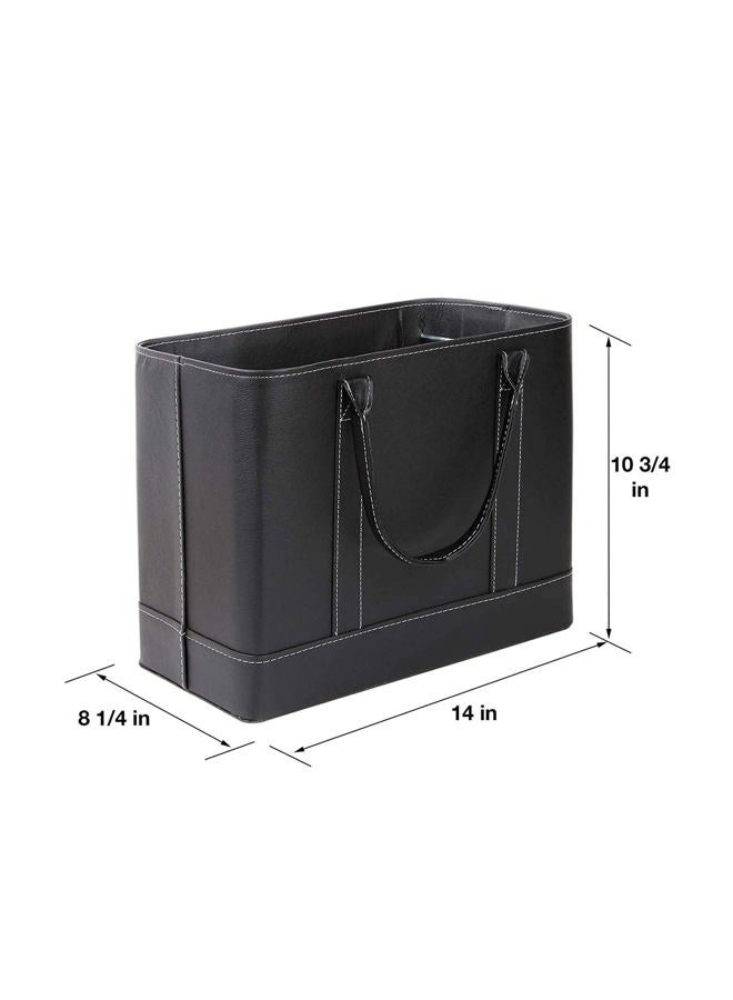 HOME DISTRICT Chic Hanging File Folder Organizer Tote - Portable Doent Storage Bag with Carry Handles - Black - Image 3