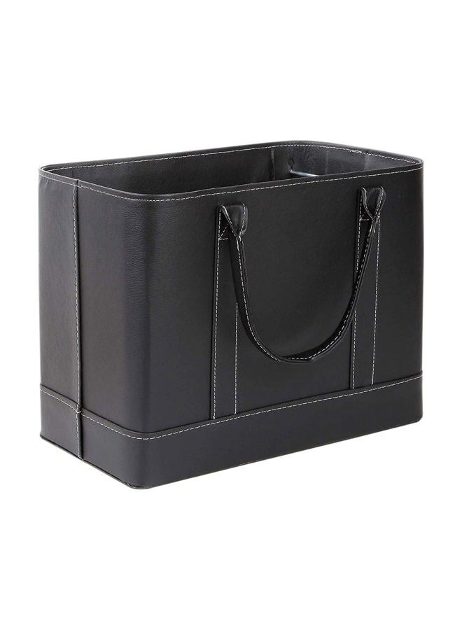 HOME DISTRICT Chic Hanging File Folder Organizer Tote - Portable Doent Storage Bag with Carry Handles - Black - Image 5