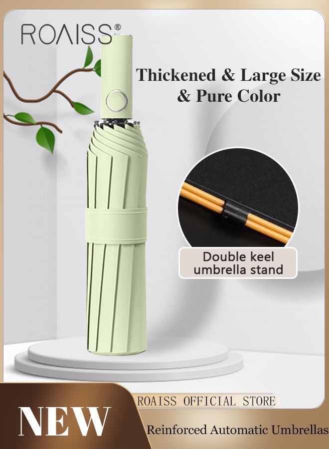 roaiss Unisex Full Automatic Umbrella Rain and Shine Dual Use Large Reinforced Thickened Portable Arc Umbrella for UV Protection Strong Rain Resistant and Windproof Parasol - Image 1