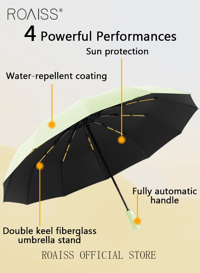 roaiss Unisex Full Automatic Umbrella Rain and Shine Dual Use Large Reinforced Thickened Portable Arc Umbrella for UV Protection Strong Rain Resistant and Windproof Parasol - Image 3