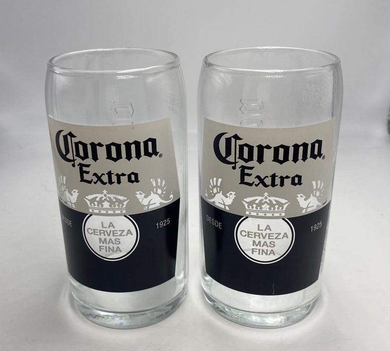 roxleyltd روكلي ليمتد 2 × زجاج نصف لتر نقي كورونّا 28 مللي مصنوع في المملكة المتحدة مجموعة هدايا رائعة تتضمن 2 حصيرة بيرة كورونّا