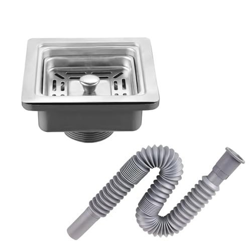 Luxart Square Shaped Premium Stainless Steel PVC Kitchen Sink Coupling for Home, Waste Coupling & PVC Pipe – Smooth Finish, Non-Fading, Scratch & Heat Resistant Durable 4.5 Inches Silver - Image 1