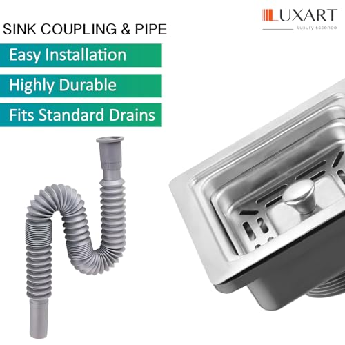 Luxart Square Shaped Premium Stainless Steel PVC Kitchen Sink Coupling for Home, Waste Coupling & PVC Pipe – Smooth Finish, Non-Fading, Scratch & Heat Resistant Durable 4.5 Inches Silver - Image 2