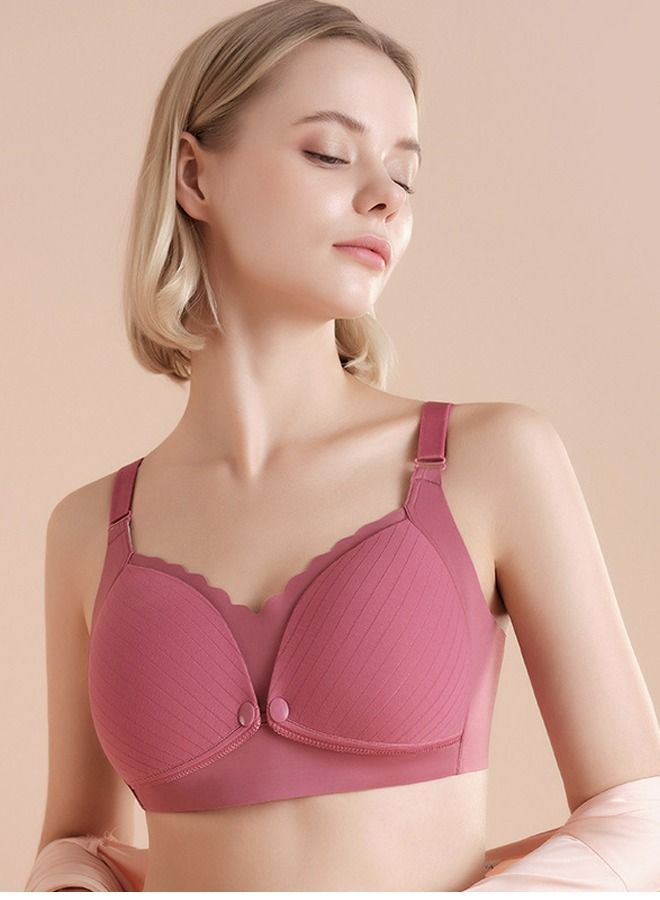 Solid Color Thin Cup Nursing Bra Pregnancy Underwear Rose Red