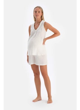 dagi White Muslin Maternity Short Pajama Bottoms  - Image 1