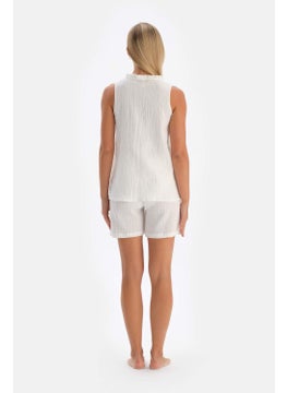 dagi White Muslin Maternity Short Pajama Bottoms  - Image 2