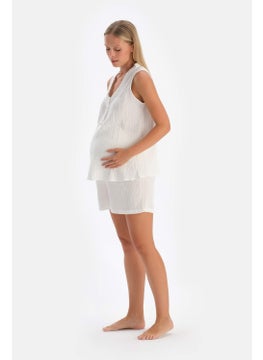dagi White Muslin Maternity Short Pajama Bottoms  - Image 3