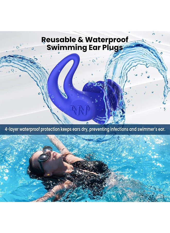 أزواج من سدادات الأذن المقاومة للماء للسباحة للبالغين - سدادات أذن من السيليكون قابلة لإعادة الاستخدام للنساء والرجال، تمنع دخول الماء إلى الأذن، سدادات أذن للسباحة والاستحمام وركوب الأمواج والرياضات المائية - Image 3