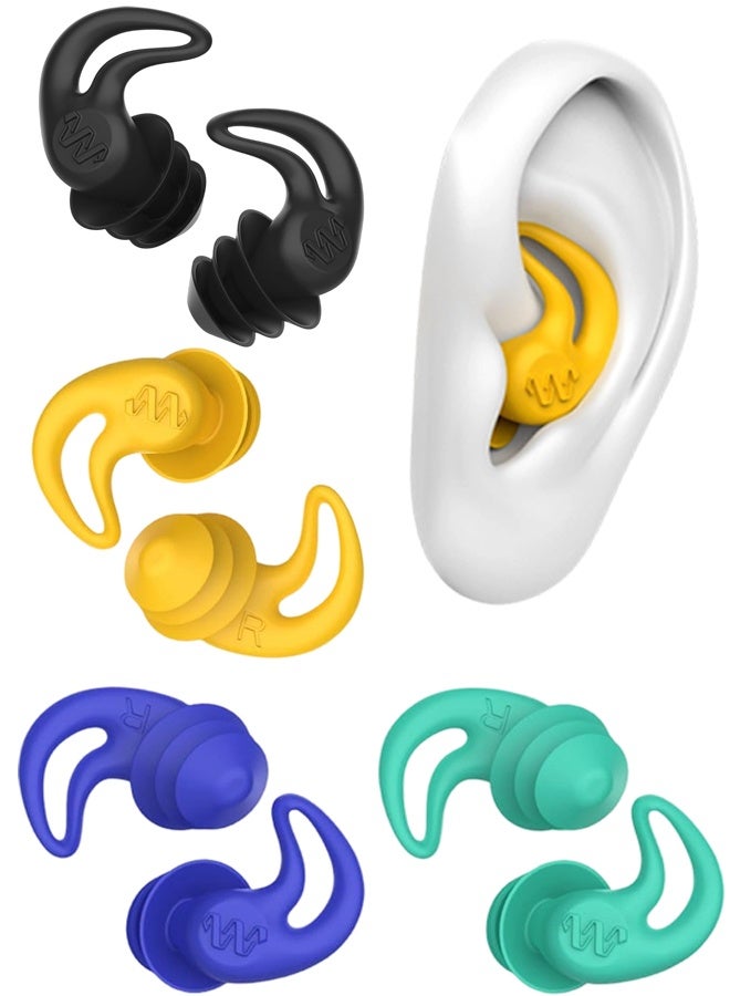 أزواج من سدادات الأذن المقاومة للماء للسباحة للبالغين - سدادات أذن من السيليكون قابلة لإعادة الاستخدام للنساء والرجال، تمنع دخول الماء إلى الأذن، سدادات أذن للسباحة والاستحمام وركوب الأمواج والرياضات المائية - Image 1