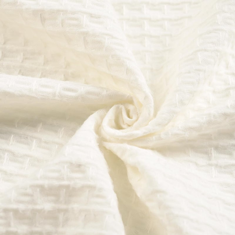 DOSLY IDÃ‰ES Farmhouse Shower Curtain,Beige and Blue Striped,Button Curtain,Spa Waffle and Cotton Woven Fabric,Rustic Charm Country Chic Style,72x72 in - Image 3