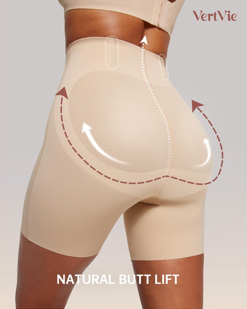 Vertvie Tummy Control Shapewear Shorts for Women Butt Lifting Body Shaper Shorts High Waisted Seamless Girdles Under Dress(Nude,Medium) - Image 3