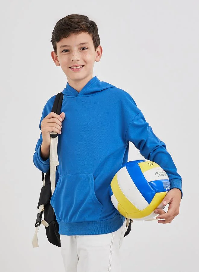 ستايلي Styli Teen Blue Relaxed Fit Hoodie with Front Pocket