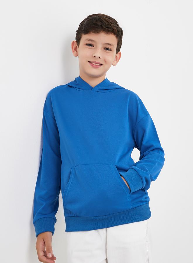 Styli Teen Blue Relaxed Fit Hoodie with Front Pocket - Image 3