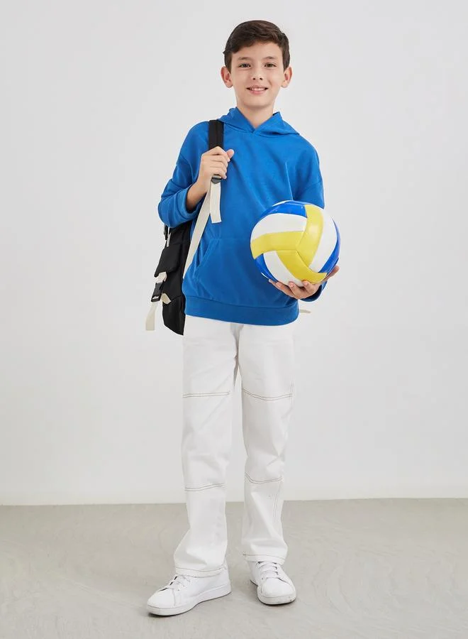 ستايلي Styli Teen Blue Relaxed Fit Hoodie with Front Pocket