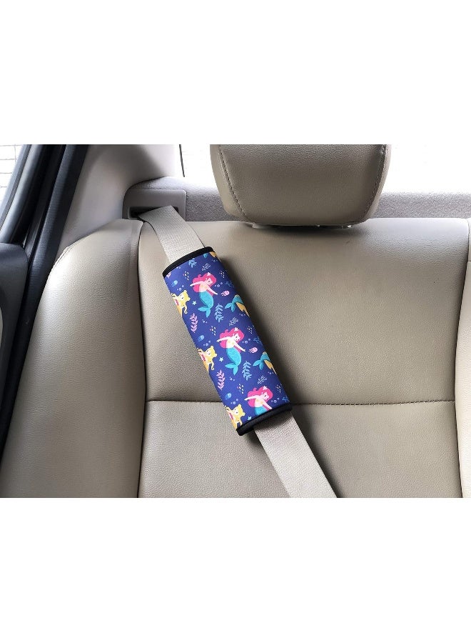 LOVAC 2 Pack Seat Belt Covers for Kids, Soft Comfort Seat Belt Cushion for Children, Cute Cartoon Pattern Car Seat Belt Pads Cover for Girls and Boys (Mermaid) - Image 2