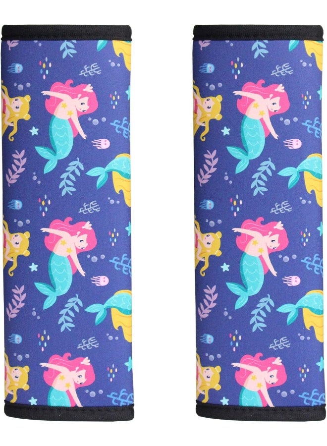 LOVAC 2 Pack Seat Belt Covers for Kids, Soft Comfort Seat Belt Cushion for Children, Cute Cartoon Pattern Car Seat Belt Pads Cover for Girls and Boys (Mermaid) - Image 1