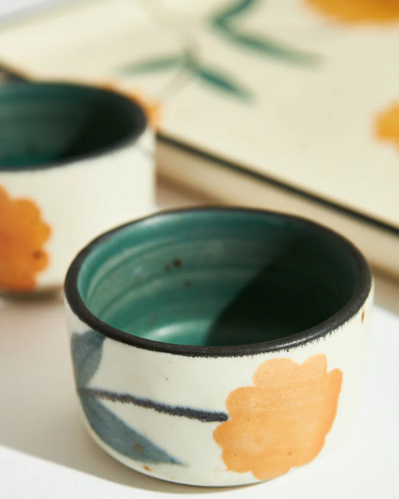 Chumbak  Marigold Chip & Dip Platter | Handpainted Stoneware  | Best Price UAE
