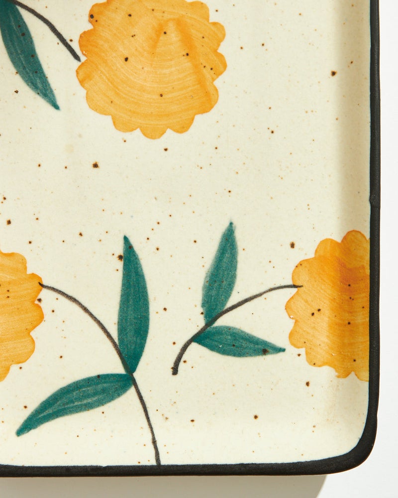 Chumbak Marigold Chip & Dip Platter | Handpainted Stoneware - Image 5