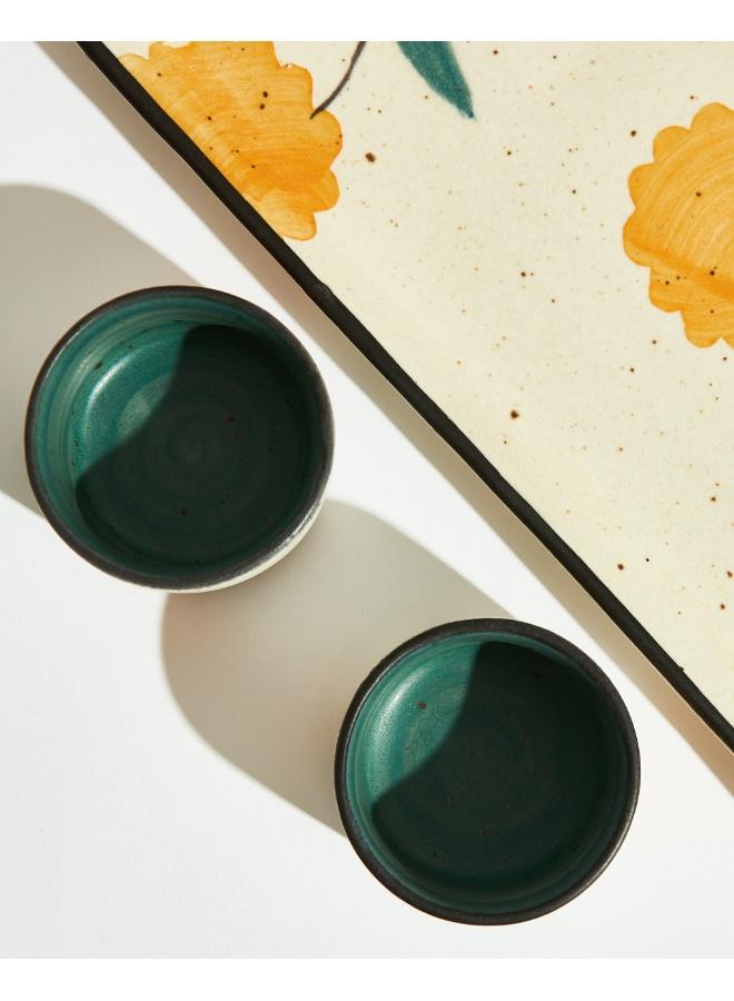 Chumbak Marigold Chip & Dip Platter | Handpainted Stoneware - Image 4