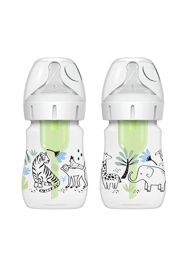 دكتور براونز 5 oz/150 mL PP W-N Anti-Colic Options+ Baby Bottle, Jungle, 2-Pack