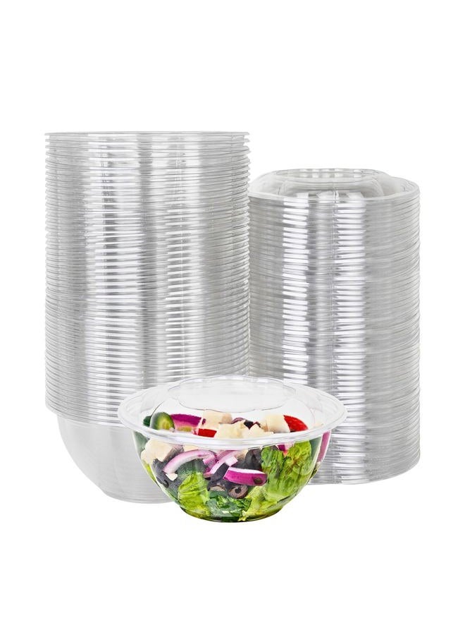 Green Direct Plastic Salad Bowl - 32 oz Large Disposable Clear Mixing Bowl set with lid for chopped - iced - or fruit salad; Meal Prep - Lunch - To Go - Traveling & home use - Pack of 50 - Image 1