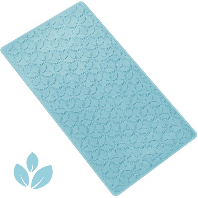 BATHTUB MAT NON SLIP WITH SUCTION CUPS 100 RUBBER BATHROOM MAT TEXTURED FOR BATH TUB SHOWER SAFETY SOFT ON TOUCH BPAPVC FREE PET DOG BATH MAT MACHINE WASHABLE 16 28 INCHBLUE