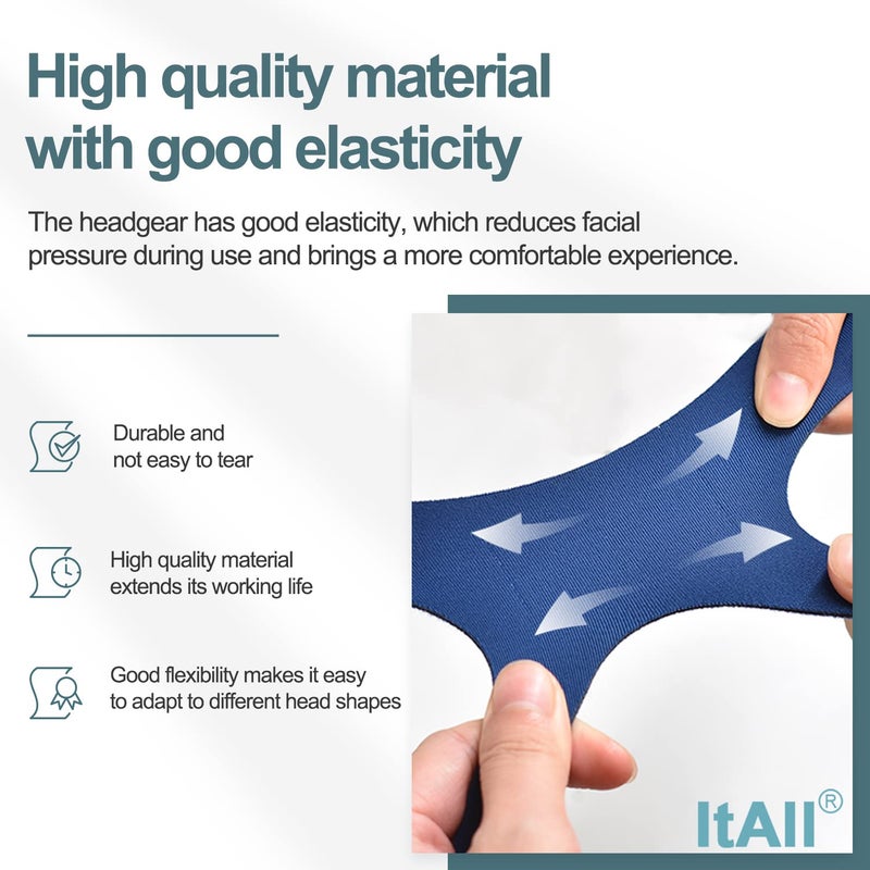 ItAll 2PCS ItAll Headgear Strap Supplies Compatible with Most Mask, Universal Comfortable and Elasticity Replacement Headgear for Achieving Good Seal, Blue - Image 4
