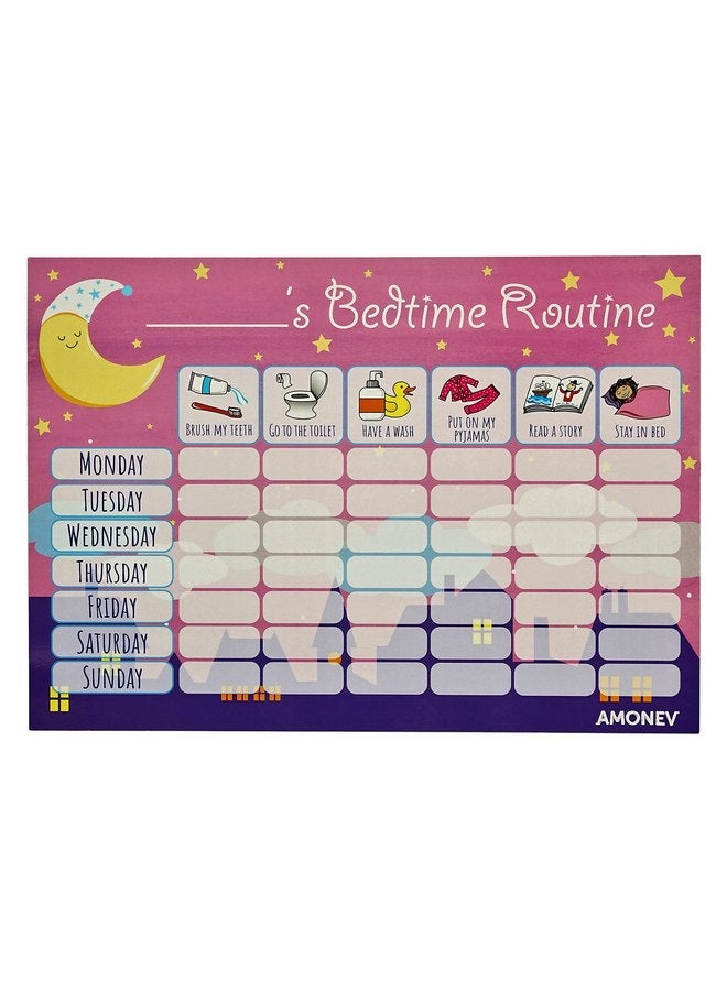Amonev Bedtime Routine Chart Reward Chart for Sleep Training Twin Pack chart for Boys Girls toddlers and young Children with 225 star stickers included - Image 4