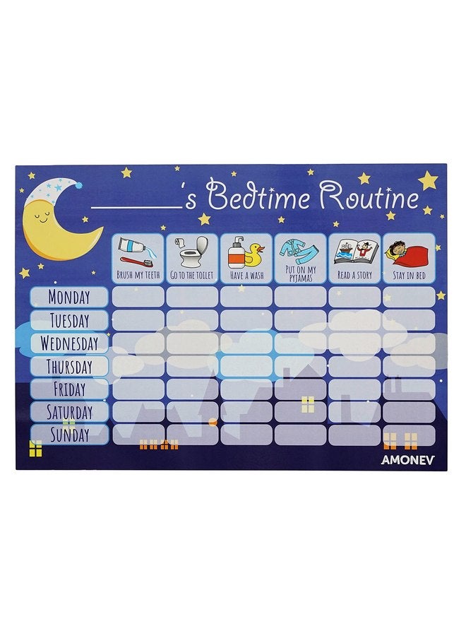 Amonev Bedtime Routine Chart Reward Chart for Sleep Training Twin Pack chart for Boys Girls toddlers and young Children with 225 star stickers included - Image 3