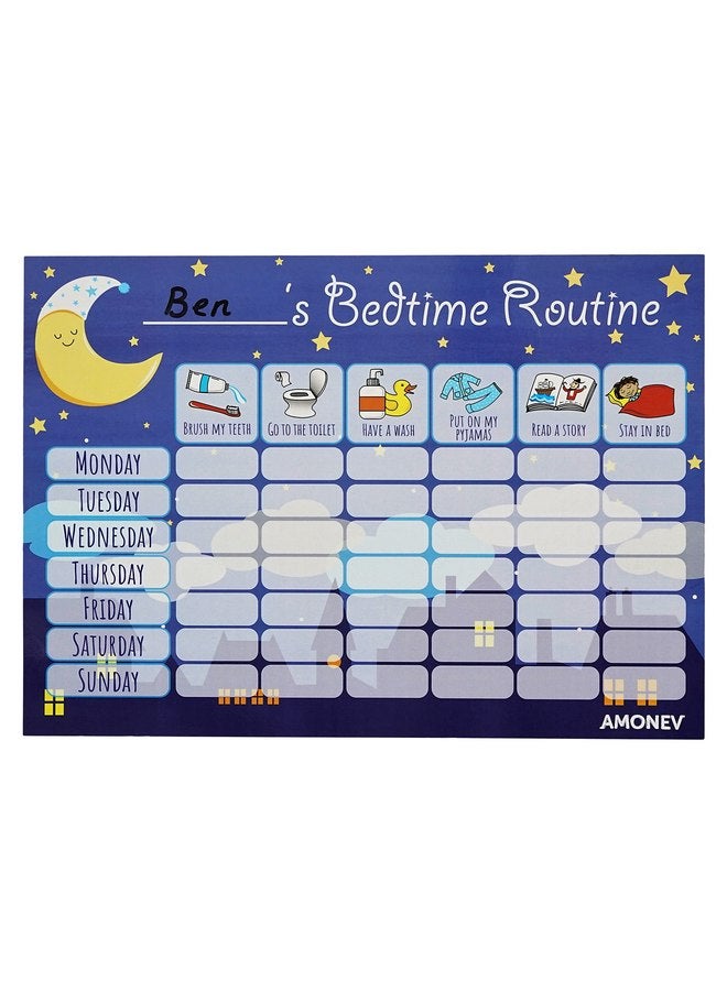 Amonev Bedtime Routine Chart Reward Chart for Sleep Training Twin Pack chart for Boys Girls toddlers and young Children with 225 star stickers included - Image 2