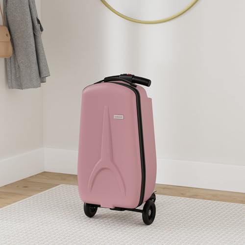 iubest Luggage Carry On Scooter Suitcase for Kids Age 4-15, Detachable & Foldable 4 in 1 Suitcase, Multifunctional Ride On Travel Trolley Scooter Combo-Pink - Image 2