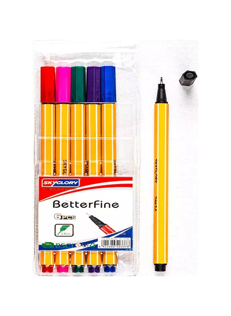 Sky Glory Sky glory 6 Colors Fine liner Pens 0.4mm Fine Tip Drawing Color Pens - No:SM-660 