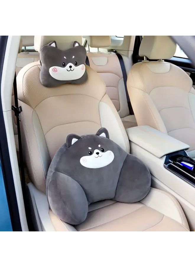 Kule Dog Head Pillow And Lumbar Cushion Set High Resilience Back Support For Office Car Home - Image 2