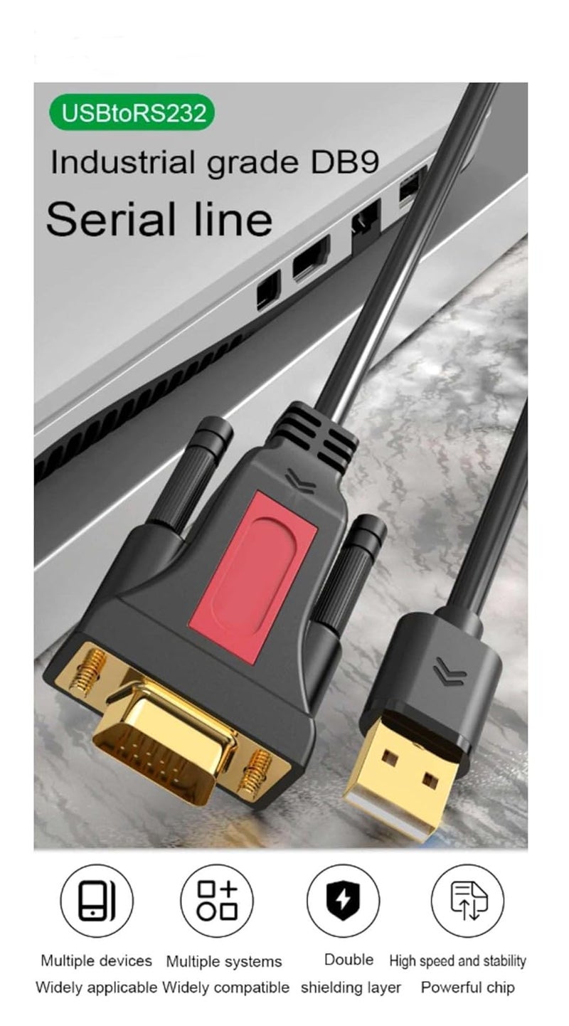 Tobo USB to RS232 Serial Adapter with FTDI Chipset, USB 2.0 to RS232 Gold Plated DB9 Serial Converter Cable for Modem, Scanner, Industriual Machinery, CNC, 1.5m TD-1380CC - Image 2
