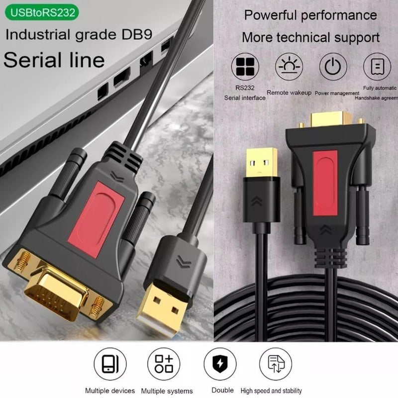 Tobo USB to RS232 Serial Adapter with FTDI Chipset, USB 2.0 to RS232 Gold Plated DB9 Serial Converter Cable for Modem, Scanner, Industriual Machinery, CNC, 1.5m TD-1380CC - Image 4