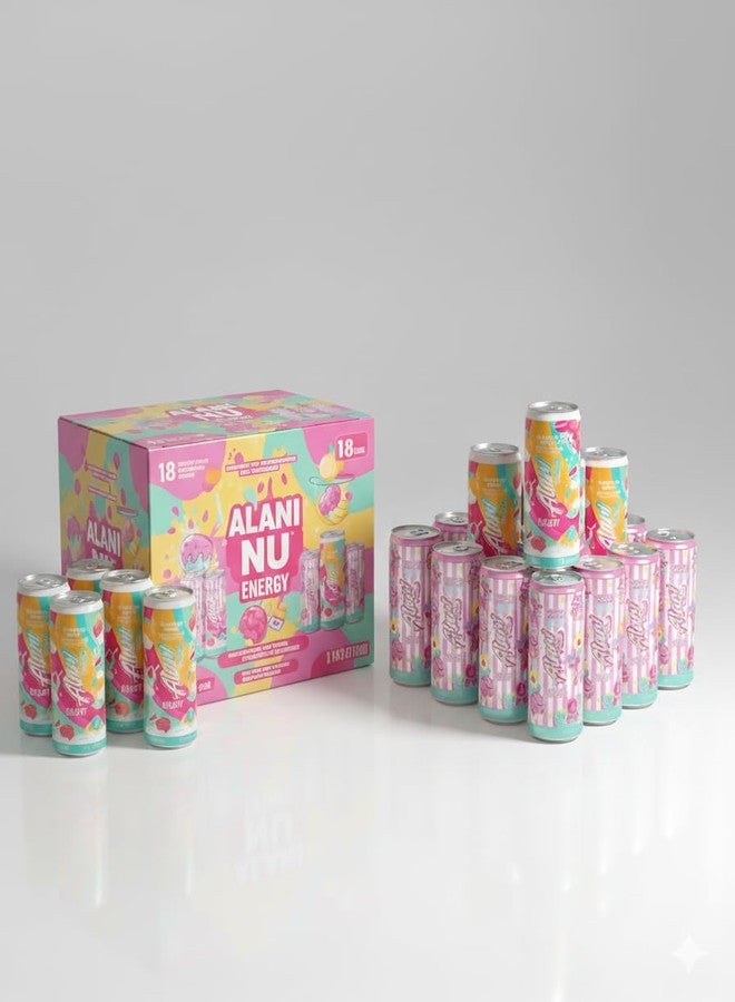 Alani Cotton Candy & Sherbet Swirl Energy Drinks Variety (18 Cans), Sugar Free, Low Calorie Energy Drinks - Pre Workout Performance, Zero Sugar, 12 Fl Oz Cans - Image 2