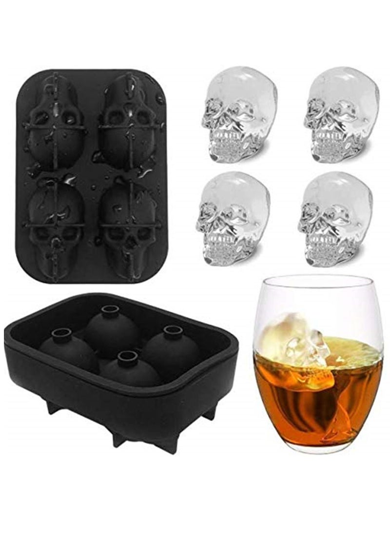 Generic silicone skull Ice box DIY personality home bar Ice lattIce ball Ice mold skull model Ice Tray 4 Cup Glass Shape  - Image 2