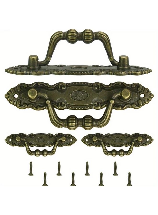 12 Pcs Antique Retro Zinc Alloy European Style Drawer Wardrobe Door Handles With Screws - Image 1