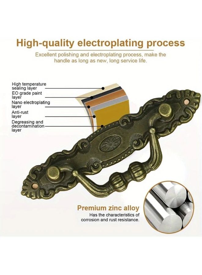 12 Pcs Antique Retro Zinc Alloy European Style Drawer Wardrobe Door Handles With Screws - Image 3