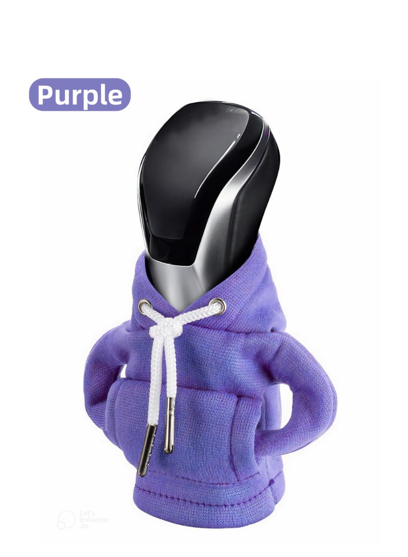 Generic Gear Shift Hoodie, Gear Shift Cover, Universal Car Shift Knob Hoodie, Mini Hoodie for Car Shifter, Automotive Interior Cute Gadgets, Car Accessories and Decorations(Purple）  - Image 1