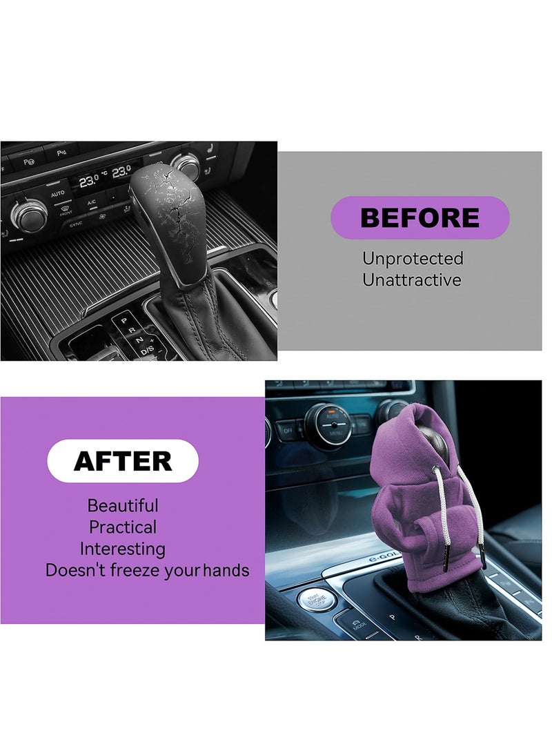 Generic Gear Shift Hoodie, Gear Shift Cover, Universal Car Shift Knob Hoodie, Mini Hoodie for Car Shifter, Automotive Interior Cute Gadgets, Car Accessories and Decorations(Purple）  - Image 2