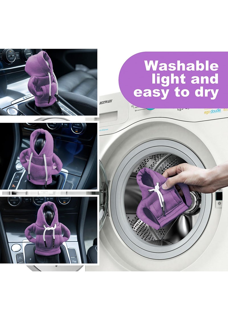 Generic Gear Shift Hoodie, Gear Shift Cover, Universal Car Shift Knob Hoodie, Mini Hoodie for Car Shifter, Automotive Interior Cute Gadgets, Car Accessories and Decorations(Purple）  - Image 4
