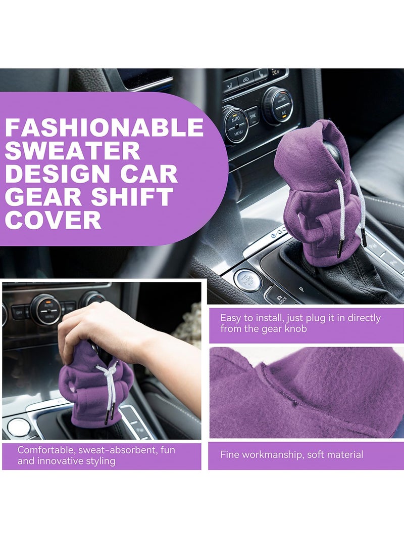 Generic Gear Shift Hoodie, Gear Shift Cover, Universal Car Shift Knob Hoodie, Mini Hoodie for Car Shifter, Automotive Interior Cute Gadgets, Car Accessories and Decorations(Purple）  - Image 3