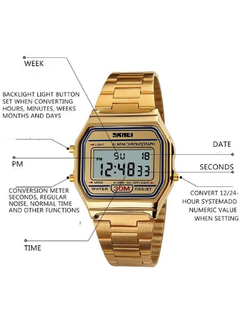 SKMEI SKMEI 1123 Men LED Digital Watch Fashion Casual Sport Watches Stainless Steel Relojes Masculino Waterproof Wristwatches  - Image 4