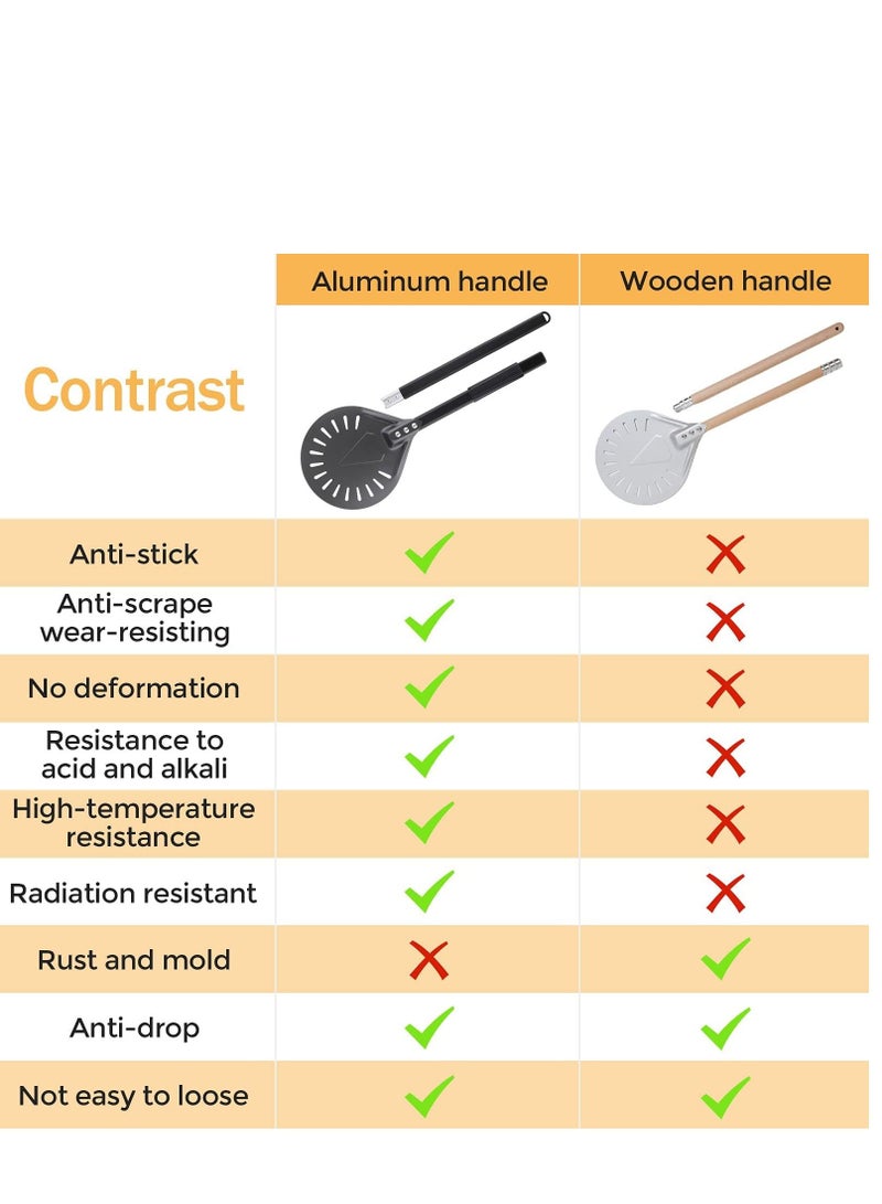 KASTWAVE Aluminum Pizza Turning Peel 9 inches with Detachable Handle Outdoor Pizza Oven Accessories for Easy Storage 39 or 24 inches Long for Baking Pizza - Image 4