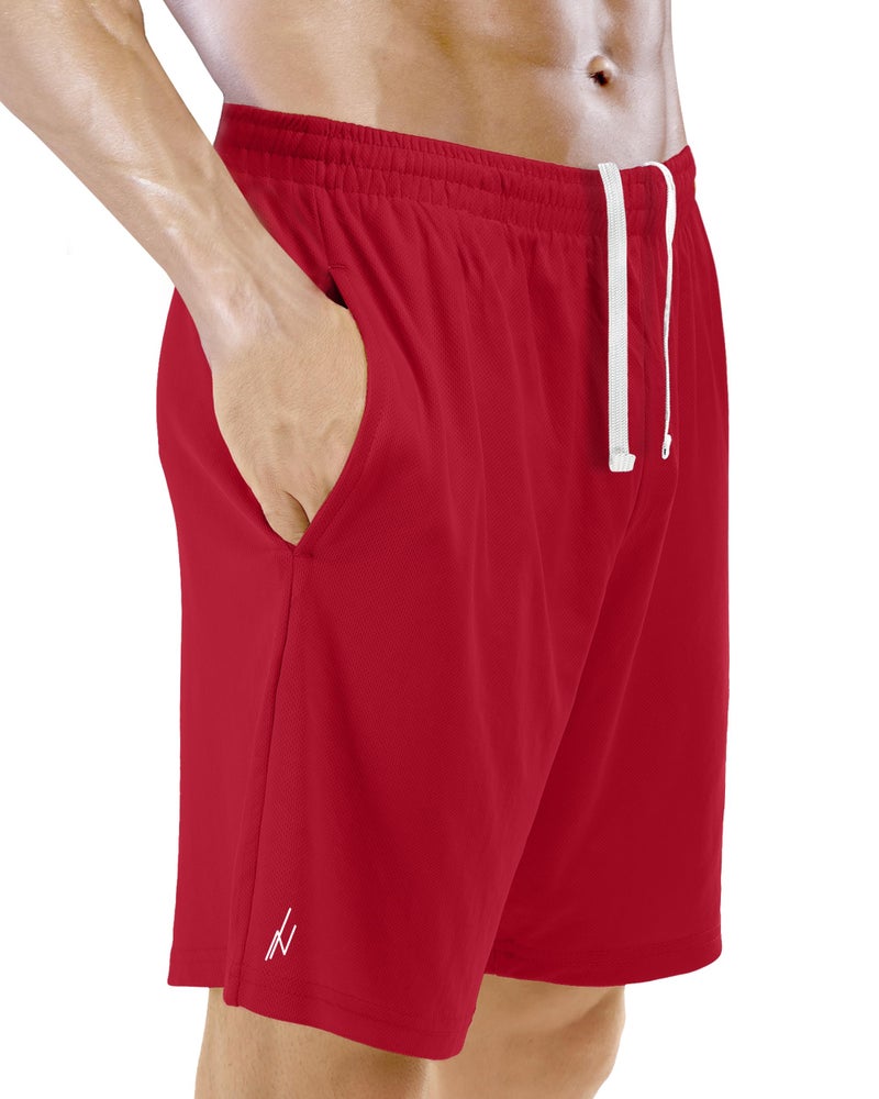 NY Threads 5 Pack Men's Athletic Shorts Quick Dry Loose-Fit Lightweight Running Workout Gym Shorts with Pockets, Medium, Black/Black/Dark Grey/Medium Grey/Red - Image 2