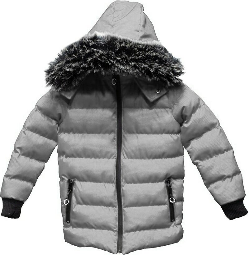 Sivaist Gray Removable Hooded Fur Waterproof Boy Coat & Jacket  - Image 2