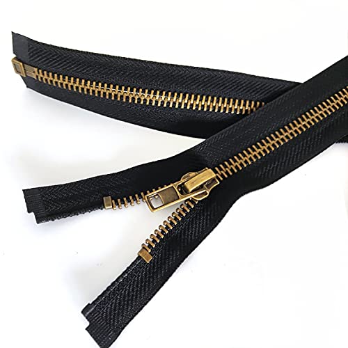 Leekayer 2pcs #5 24 Inch Zippers for Jackets Sewing Coats Crafts Brass Separating Jacket Zipper 60cm Metal Zipper Heavy Duty (24" Antique Brass) - Image 4