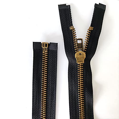 Leekayer 2pcs #5 24 Inch Zippers for Jackets Sewing Coats Crafts Brass Separating Jacket Zipper 60cm Metal Zipper Heavy Duty (24" Antique Brass) - Image 5